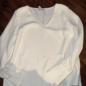 H&M White V-Neck Blouse